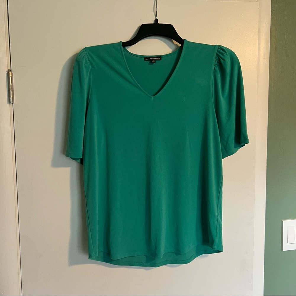 ADRIANNA PAPELL SEAFOAM GREEN BLOUSE SHORT SLEEVE